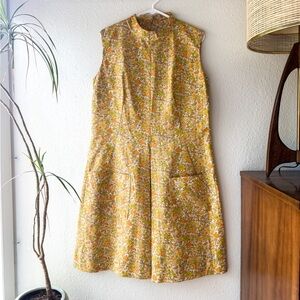 Mod Fall Vibes 1960s Floral Dress with POCKETS